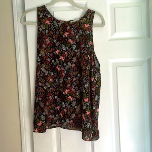 Loft Floral Mixed Media Sleeveless Blouse sz L